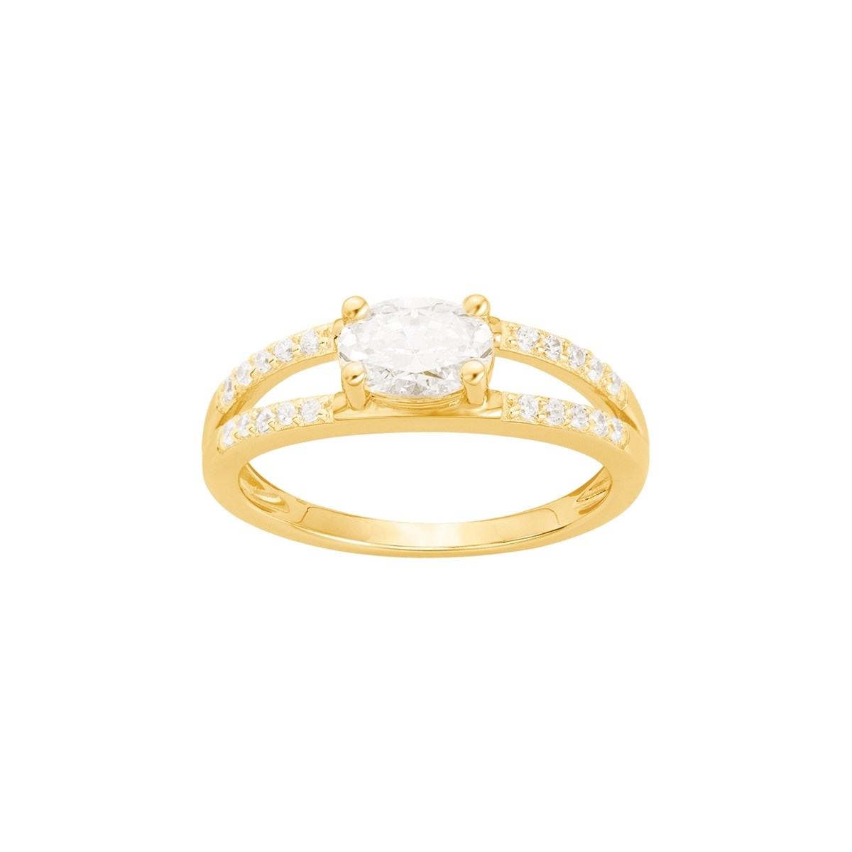 Bague en Plaqué Or avec oxyde de zirconium blanc