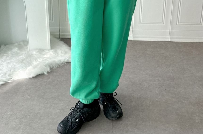 Chubby Girl - Effen fleecegevoerde joggingbroek met trekkoord in de taille