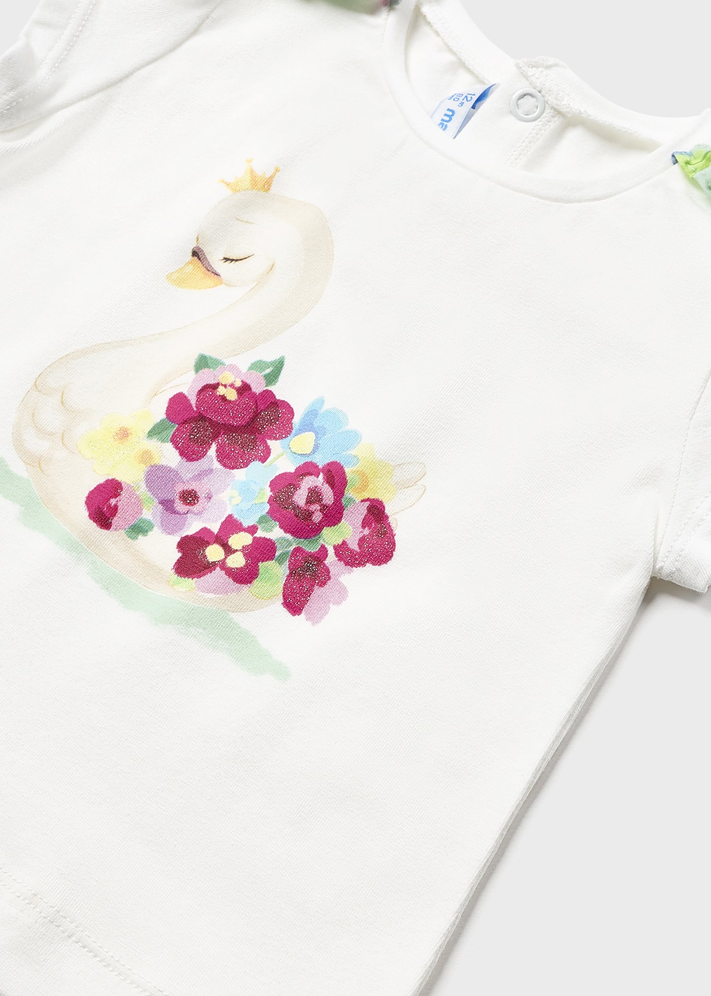 Conjunto de duas peças com saia de algodão estampada para bebê