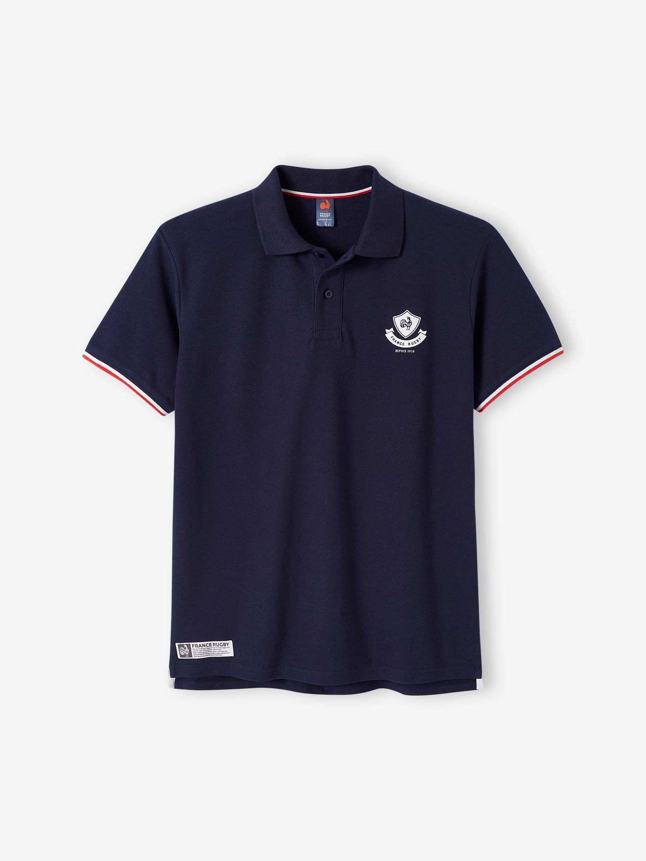 Camisa polo de manga curta France Rugby® para adultos, azul marinho