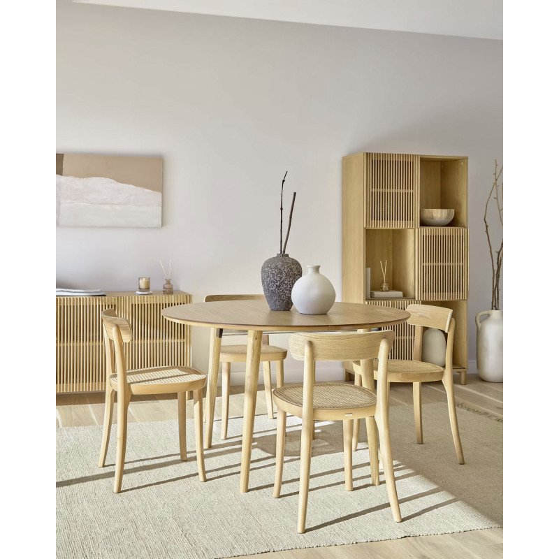 Chaise Romane en bois de hêtre et rotin