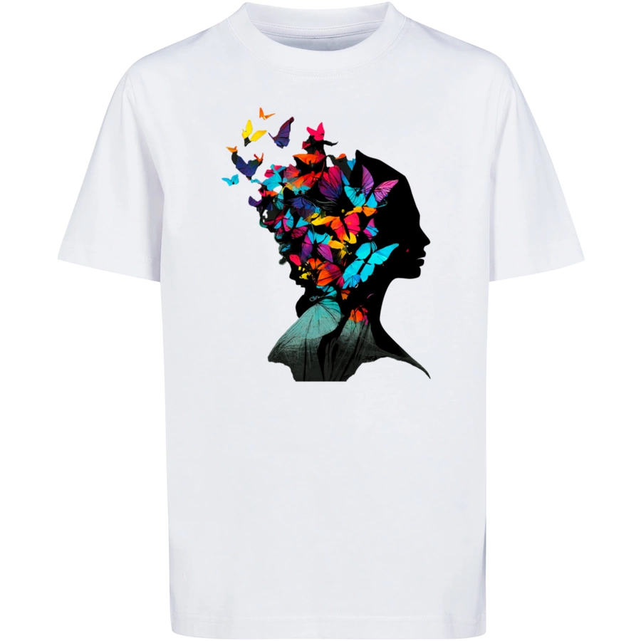 F4NT4STIC T-Shirt Schmetterling Silhouette TEE UNISEX weiß
