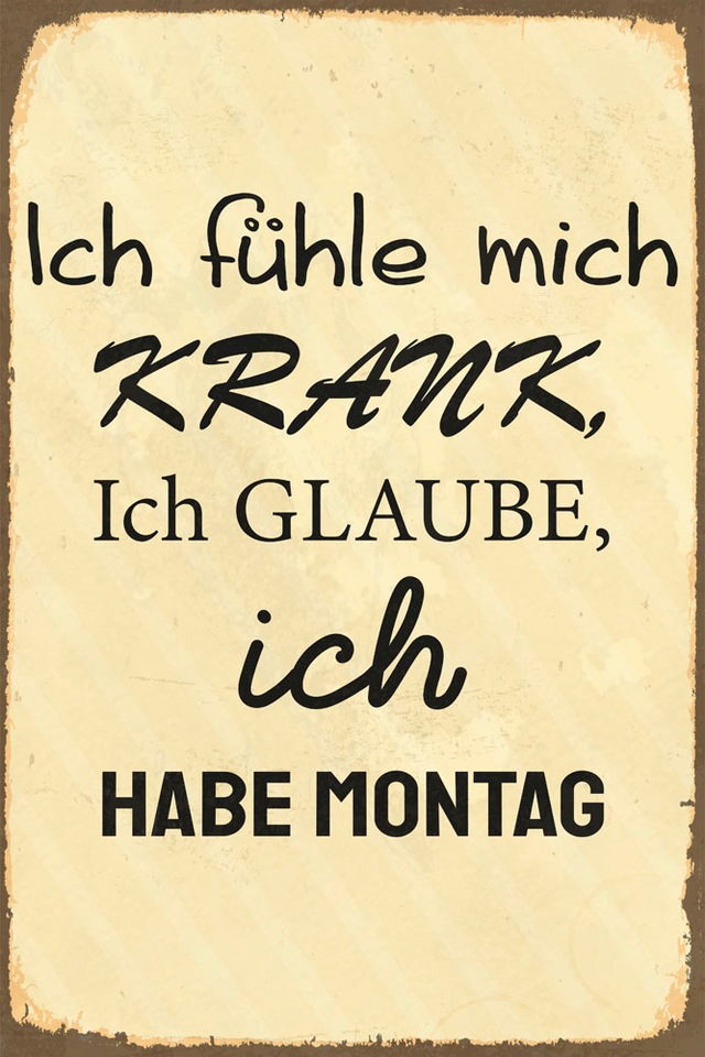 queence Metallbild »Krank« Schriftzug | Schriftzüge 1 Stk. tlg. Stahlschilder
