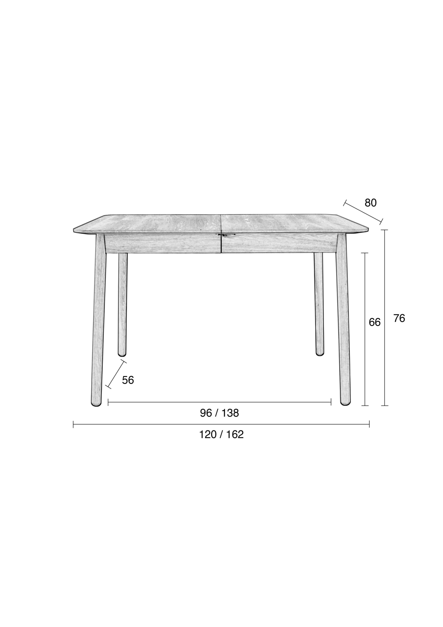 Eettafel Glimps rechthoekig uitschuifbaar walnoot 180-240 x 90