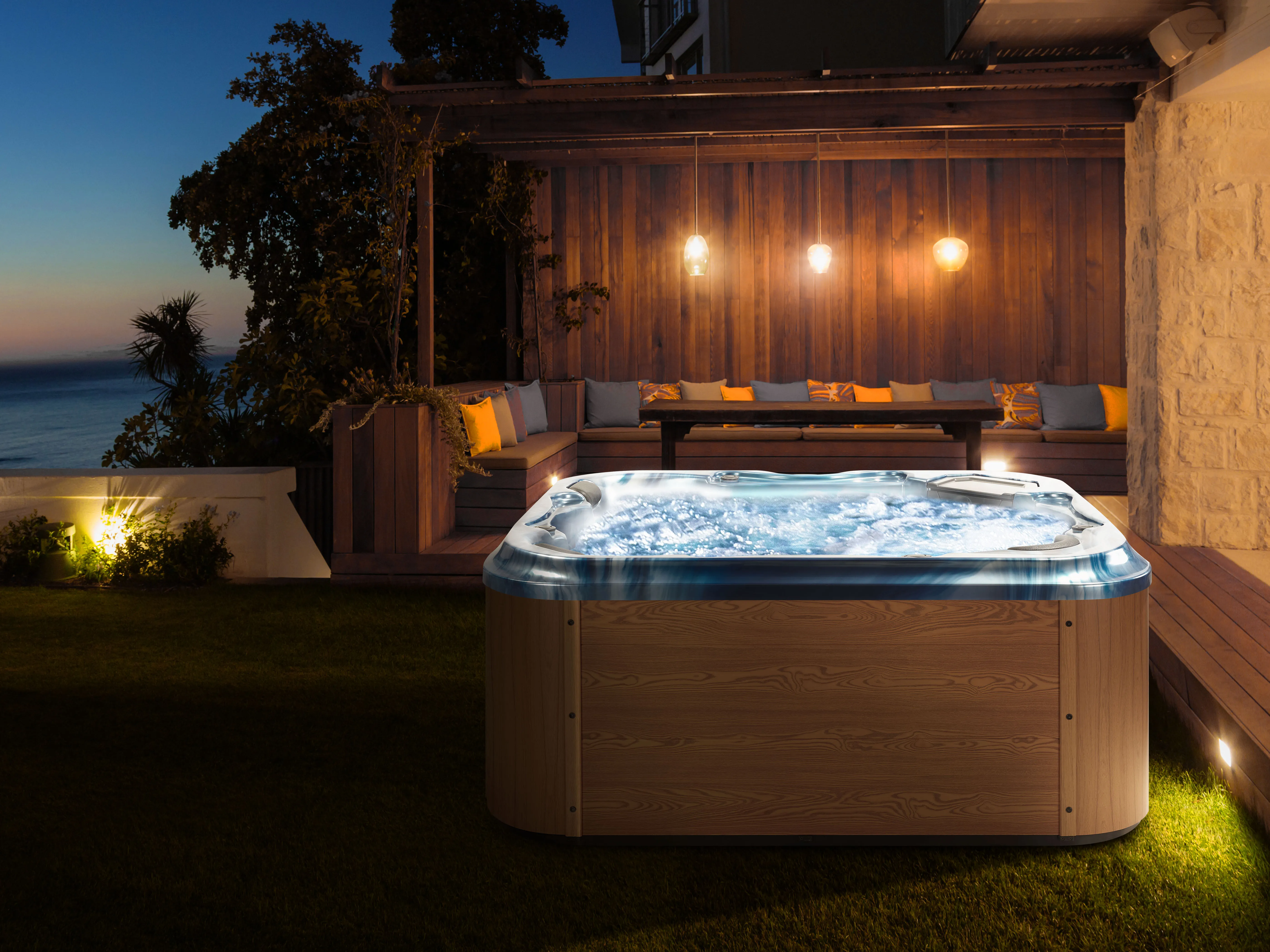 Buiten hottub met LED TULAROSA Blauw