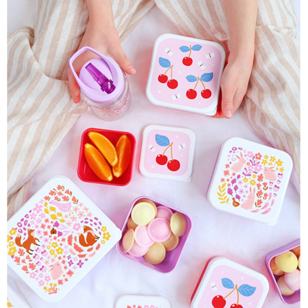 Køb A Little Lovely Company Cherries Lunch & Snack Box Set
