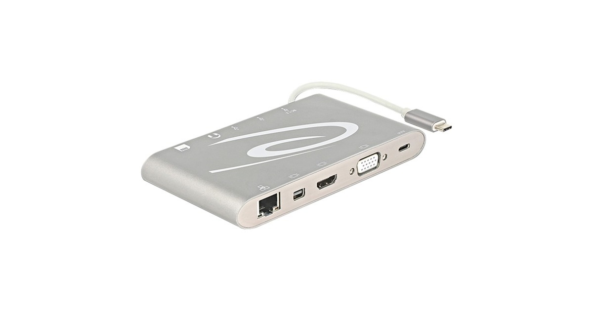 DeLOCKUSB Type-C 3.1 Docking Station  (Zilver, LAN, VGA, HDMI, USB, SD, Audio)
