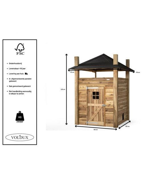 Voldux Hooiberg Loes - Kippenhok - 175x175x225 cm Bruin
