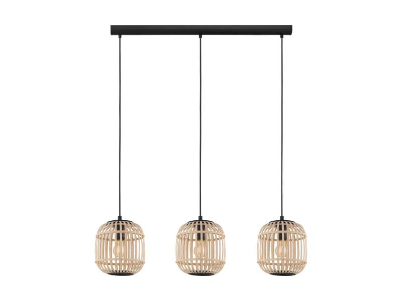 EGLO Leuchten Pendelleuchte BORDESLEY 3 Pendelleuchte, Schwarz