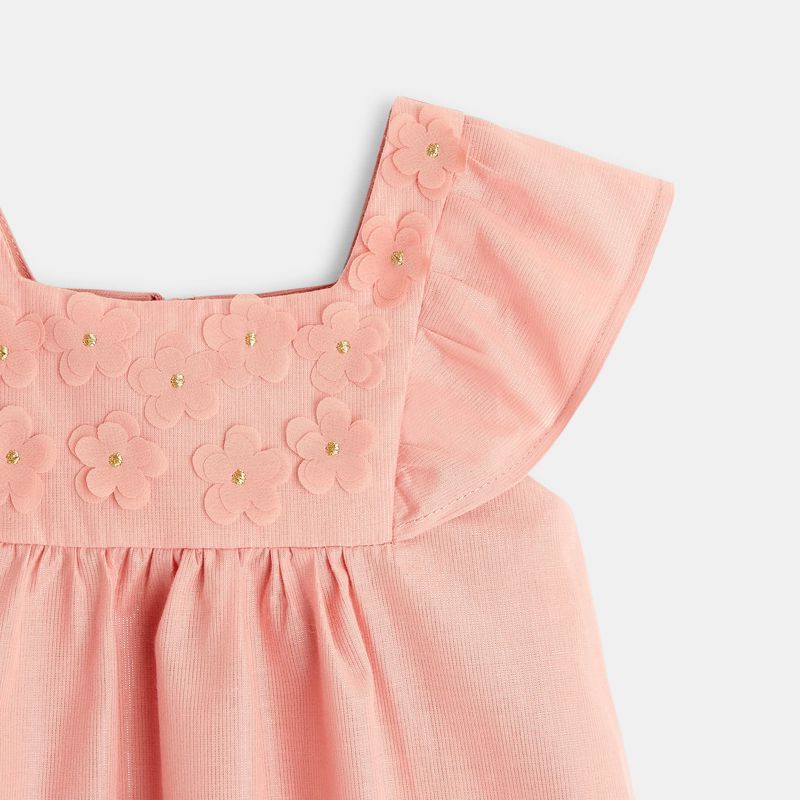 Robe chic plastron fleuri rose bébé fille Rose