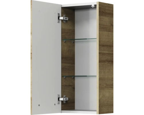 Pelipal Kumba badkamermeubelset (B x H x D): 137 x 200 x 50 cm, frontkleur: Riviera eiken, 5-delige set inclusief witte gegoten mineraalwastafel, halfhoge kast, onderkast en bovenkast (99.770126473)