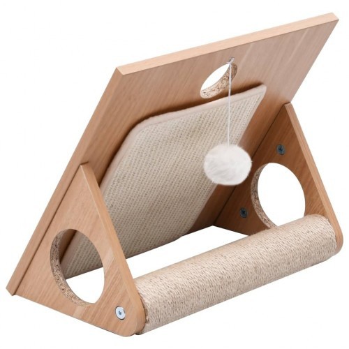 Arranhador triangular para gatos com tapetes de sisal para arranhar, marrom