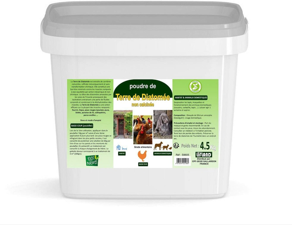 Terre de diatomée biologique non calcinée poules 4,5kg