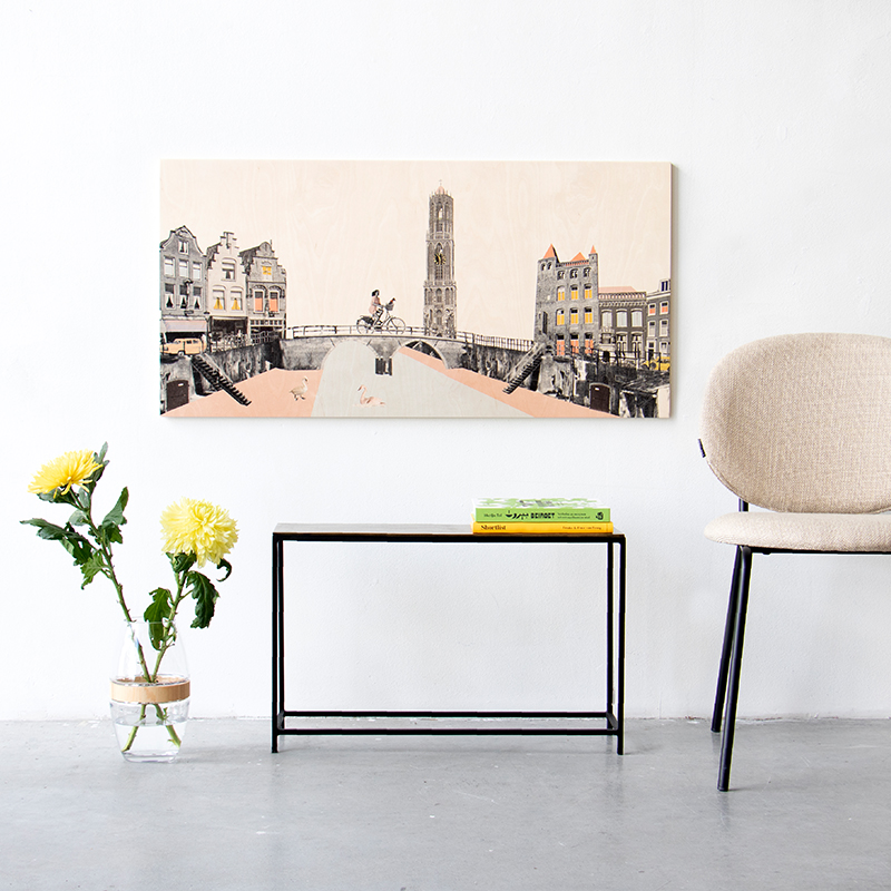StoryWood wandpaneel Langs de Utrechtse grachten 40 x 80 cm