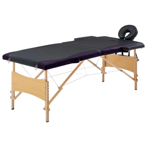 Mesa de Massagens Dobrável 2 Zonas Madeira Preto - 110207