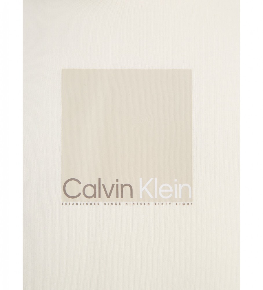 Moletom Calvin Klein com logo quadrado bege