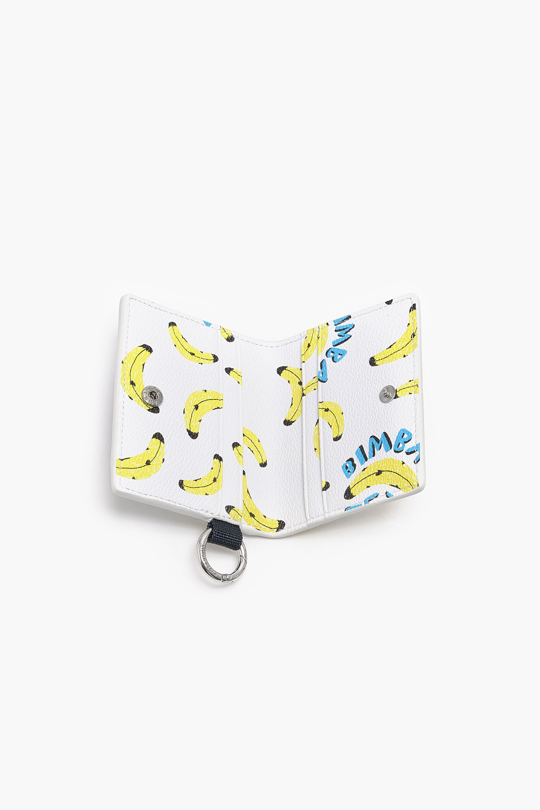 Porta-cartões quadrado com textura de estampa de banana, branco