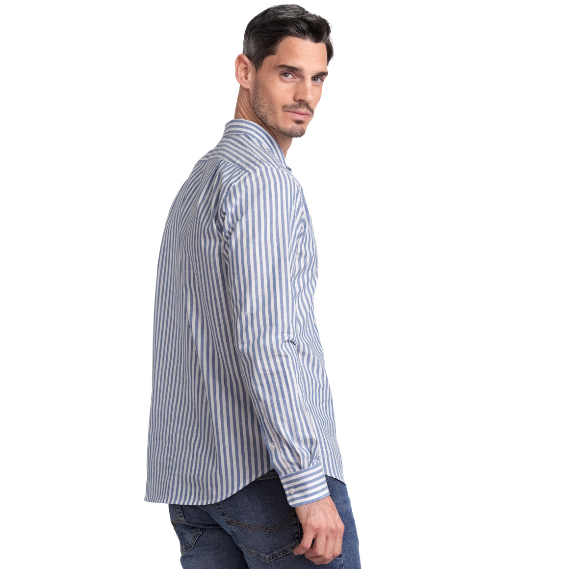 VanVaan Herren Hemd mit Längsstreifen blau / weiss