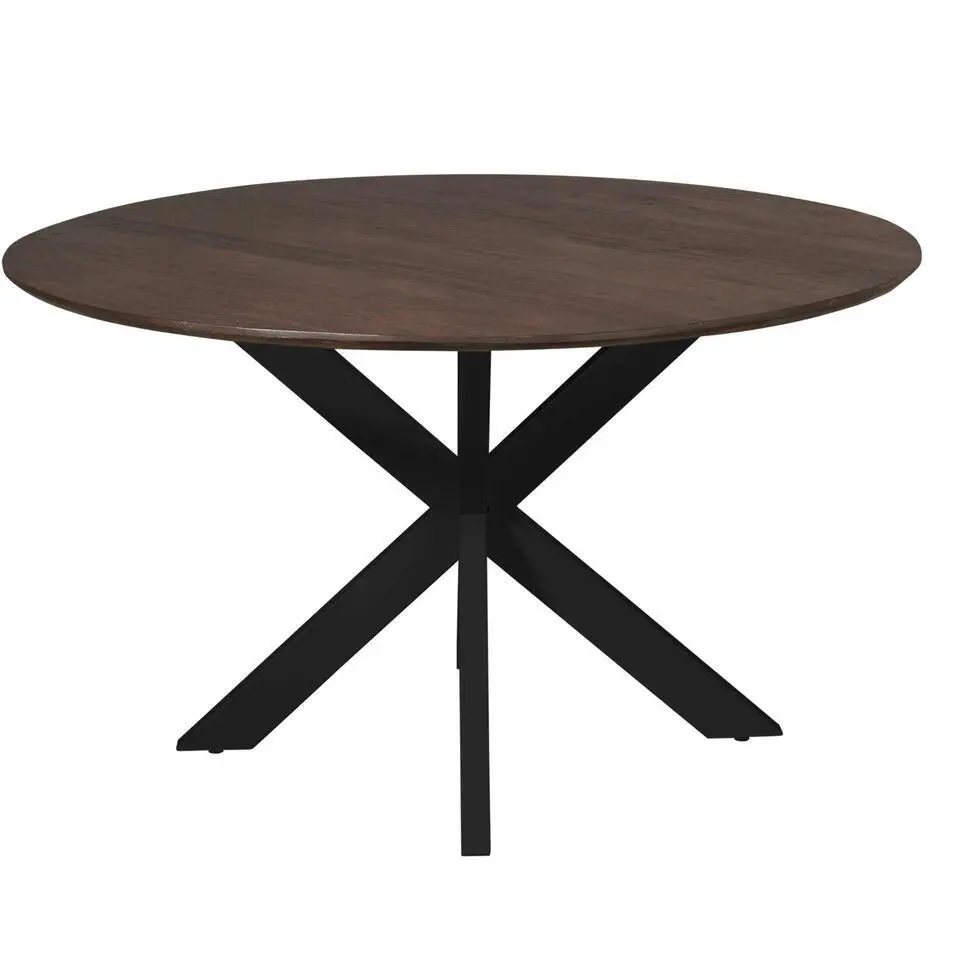 Eettafel Deens Ovaal Bruin/Zwart - 130x130x76cm - Madison