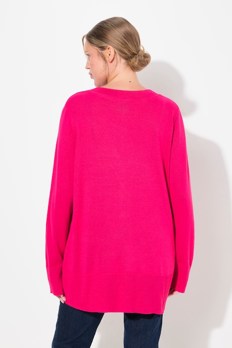 Strickjacke, V-Ausschnitt, Knopfleiste, Feinstrick