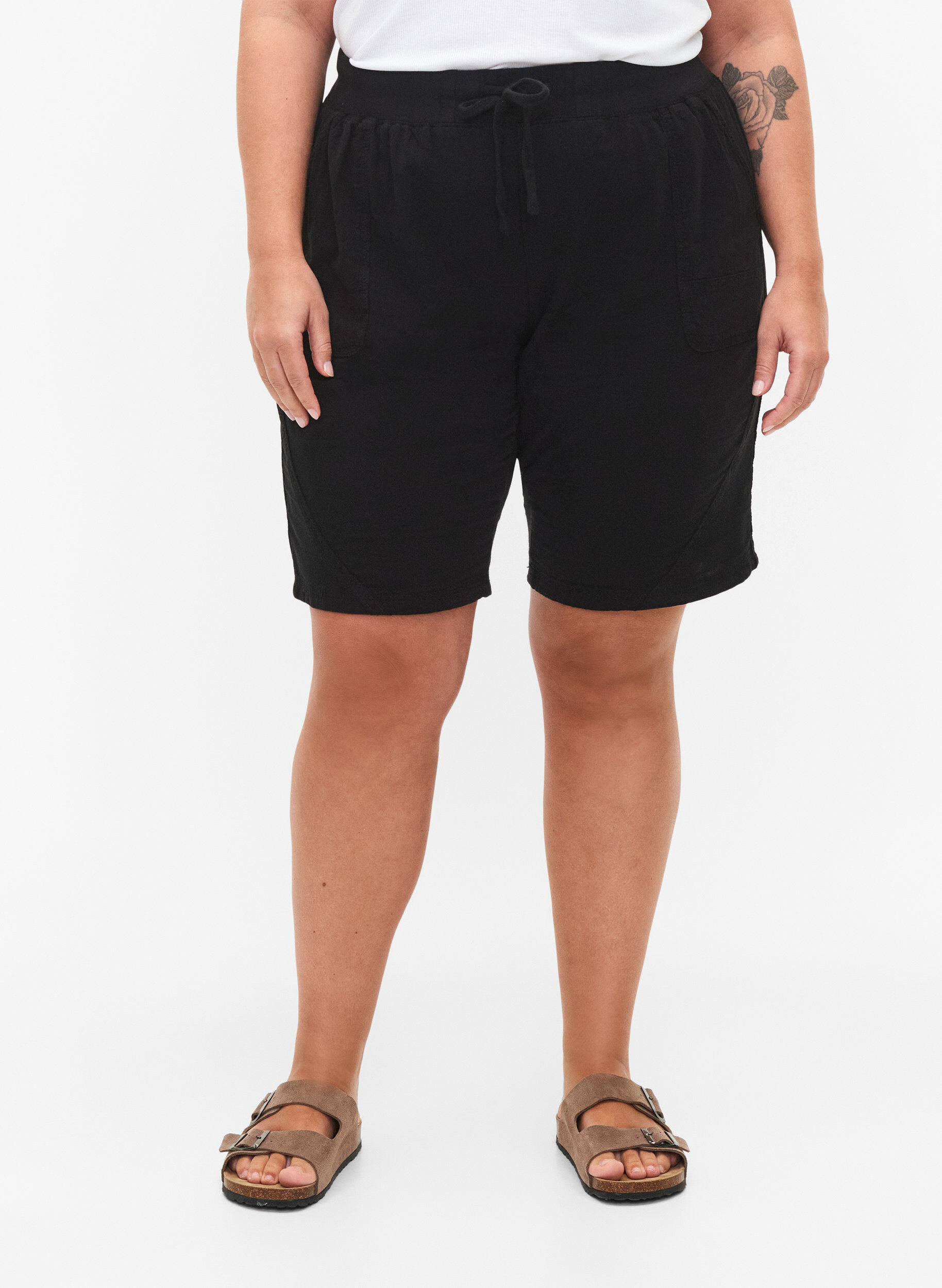 Løse shorts i bomuld med lommer