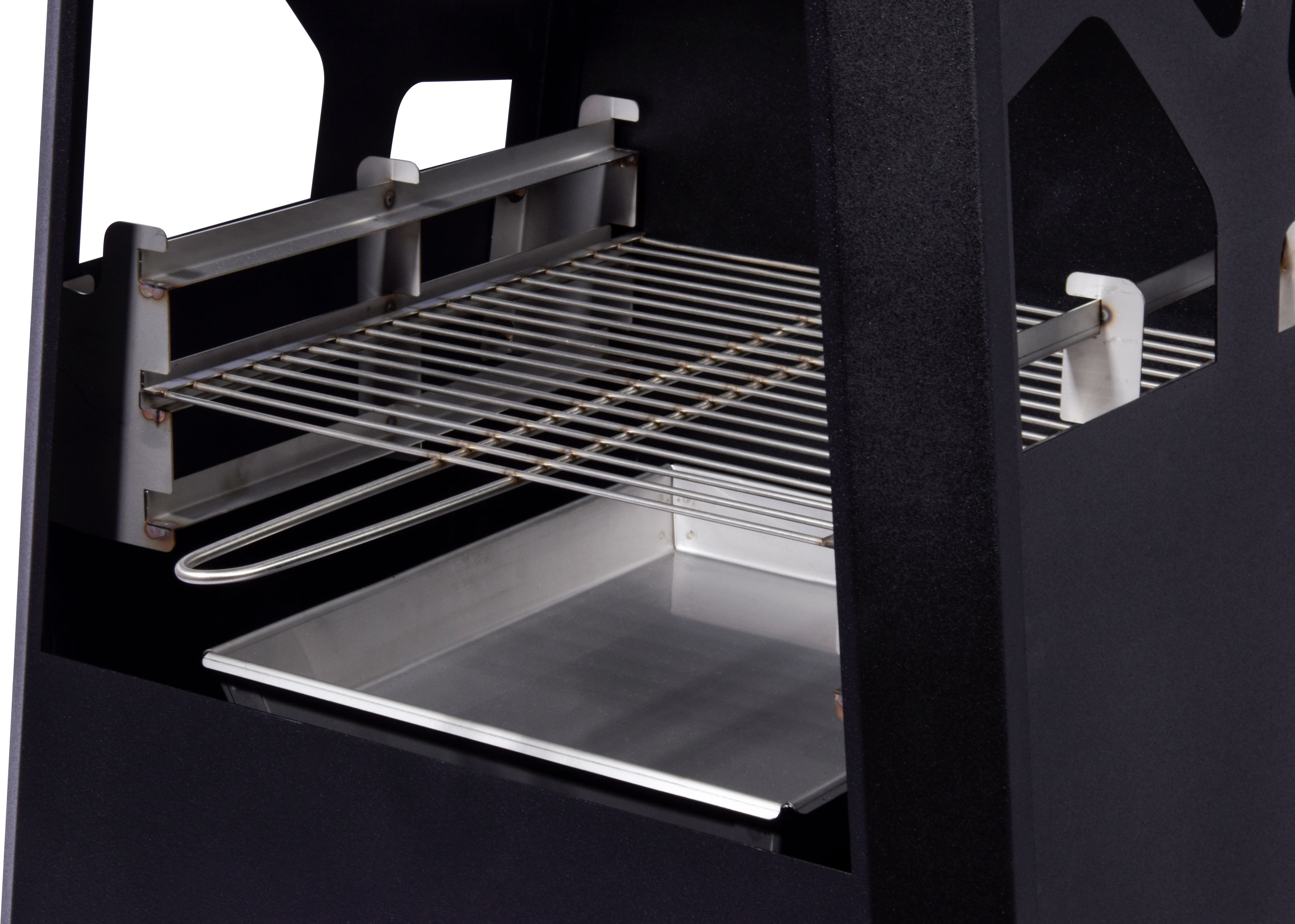 Dobar 35423 Metall-Gartenkamin mit Grillrost und Stauraum, schwarz