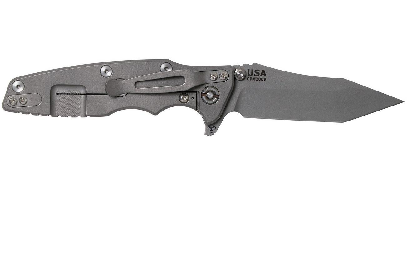Rick Hinderer Eklipse 3.5” Tanto, CPM 20CV Working Finish, Black G10 zakmes