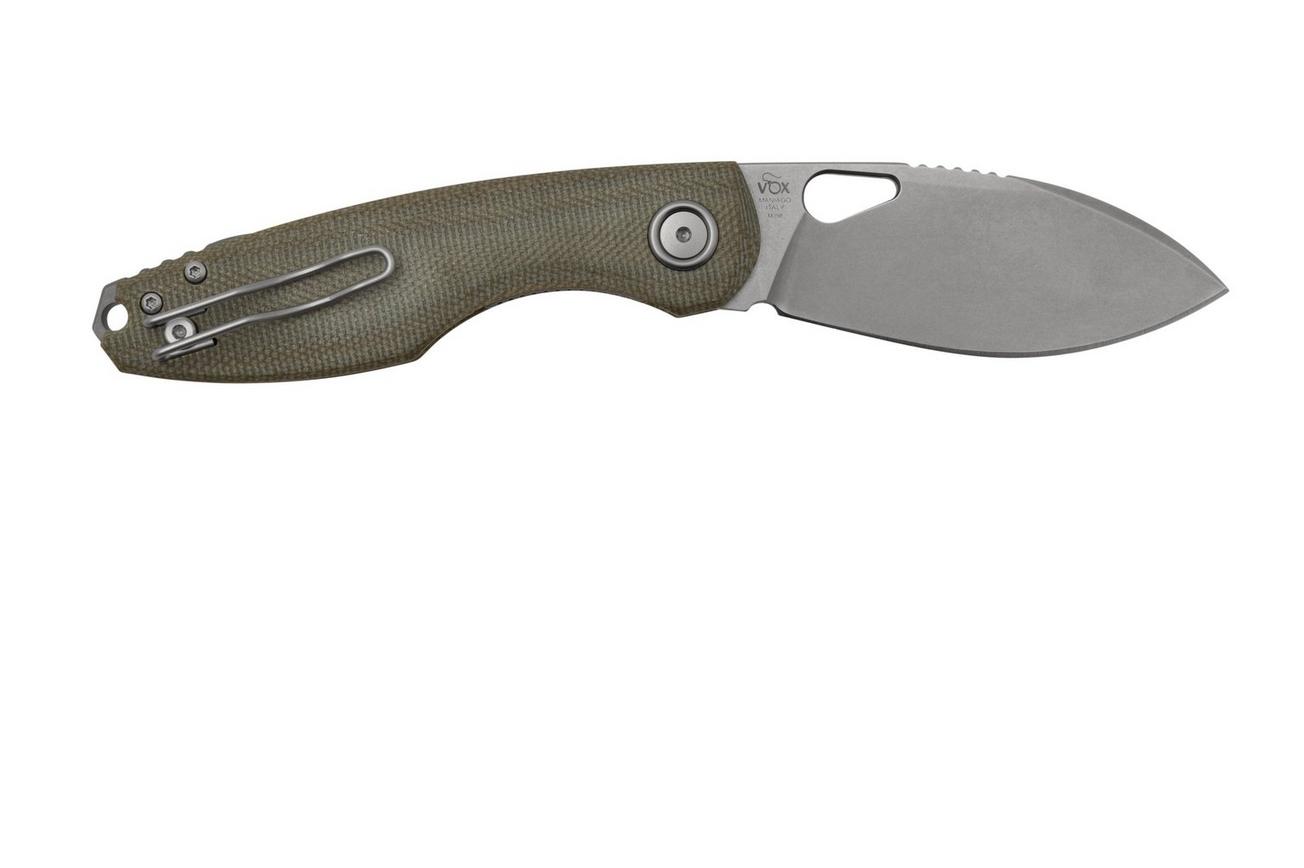 Fox Chilin FX-530-MOD Stonewashed M398, OD Green Micarta zakmes, Jesper Voxnaes design