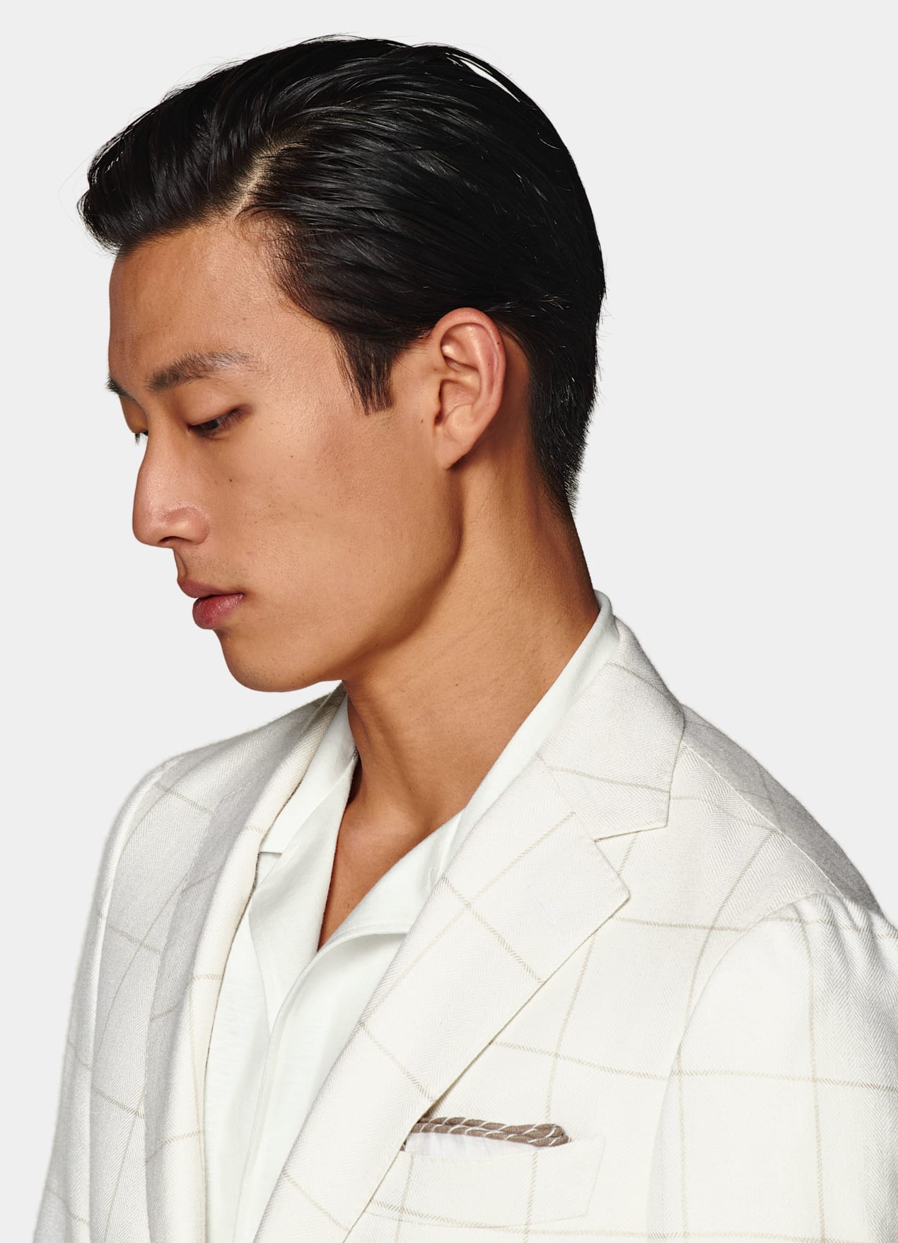 Blazer Havana coupe Tailored blanc cassé à carreaux