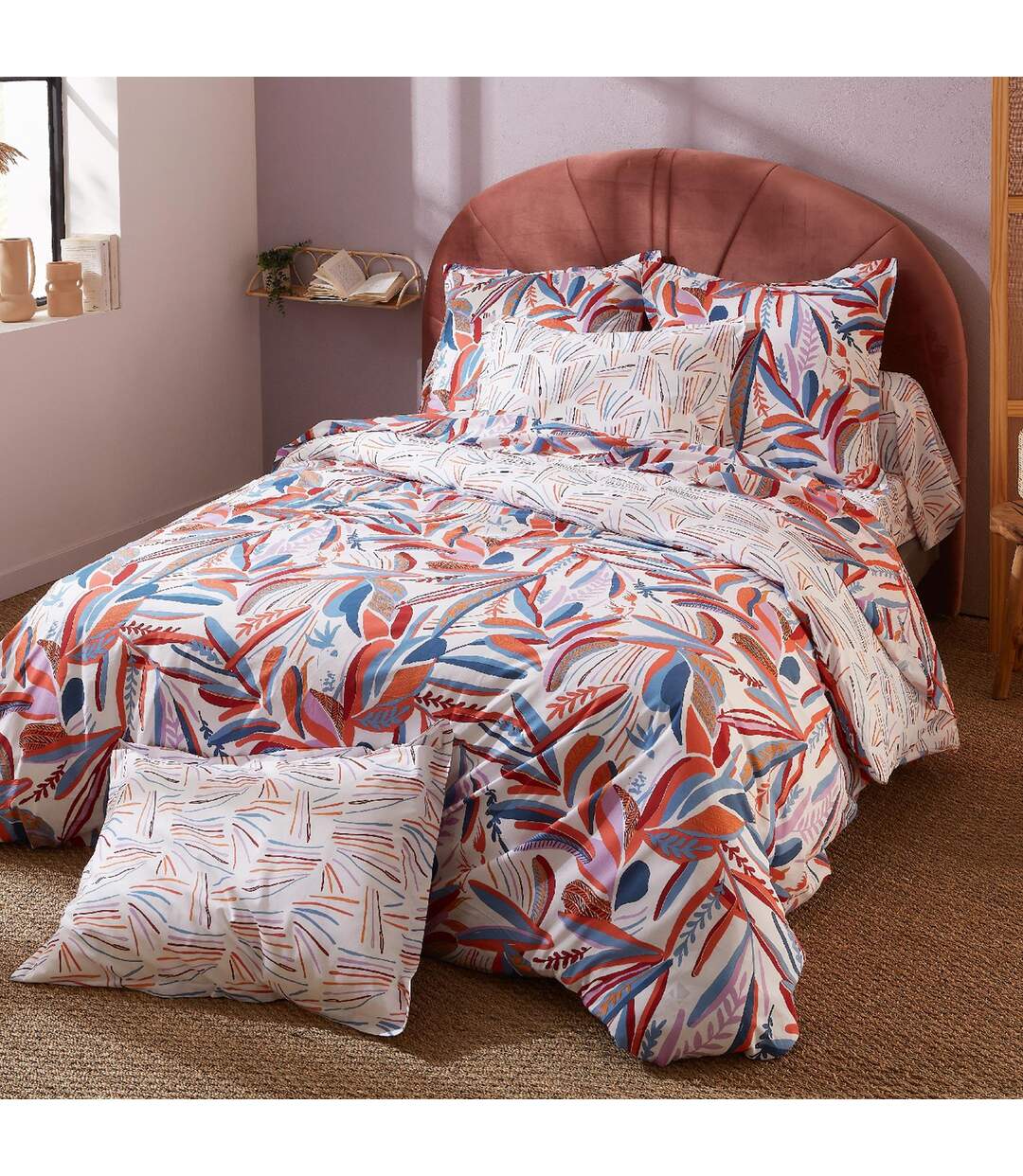 Drap housse imprimé 90x190 cm coton PERROQUET Salsa Bonnet 23 cm