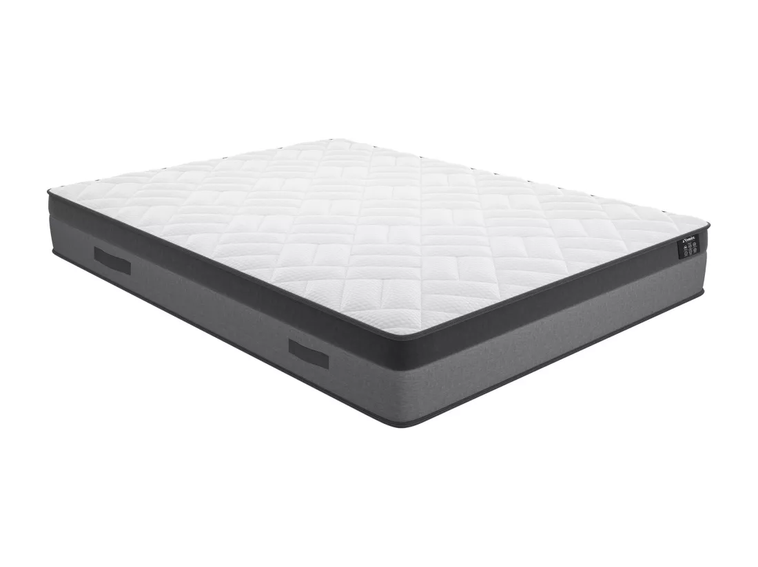 Ensemble 140 x 190 cm sommier coffre blanc + matelas ressorts ensachés et mémoire de forme ép.24cm - ILLUSION de YSMÉE
