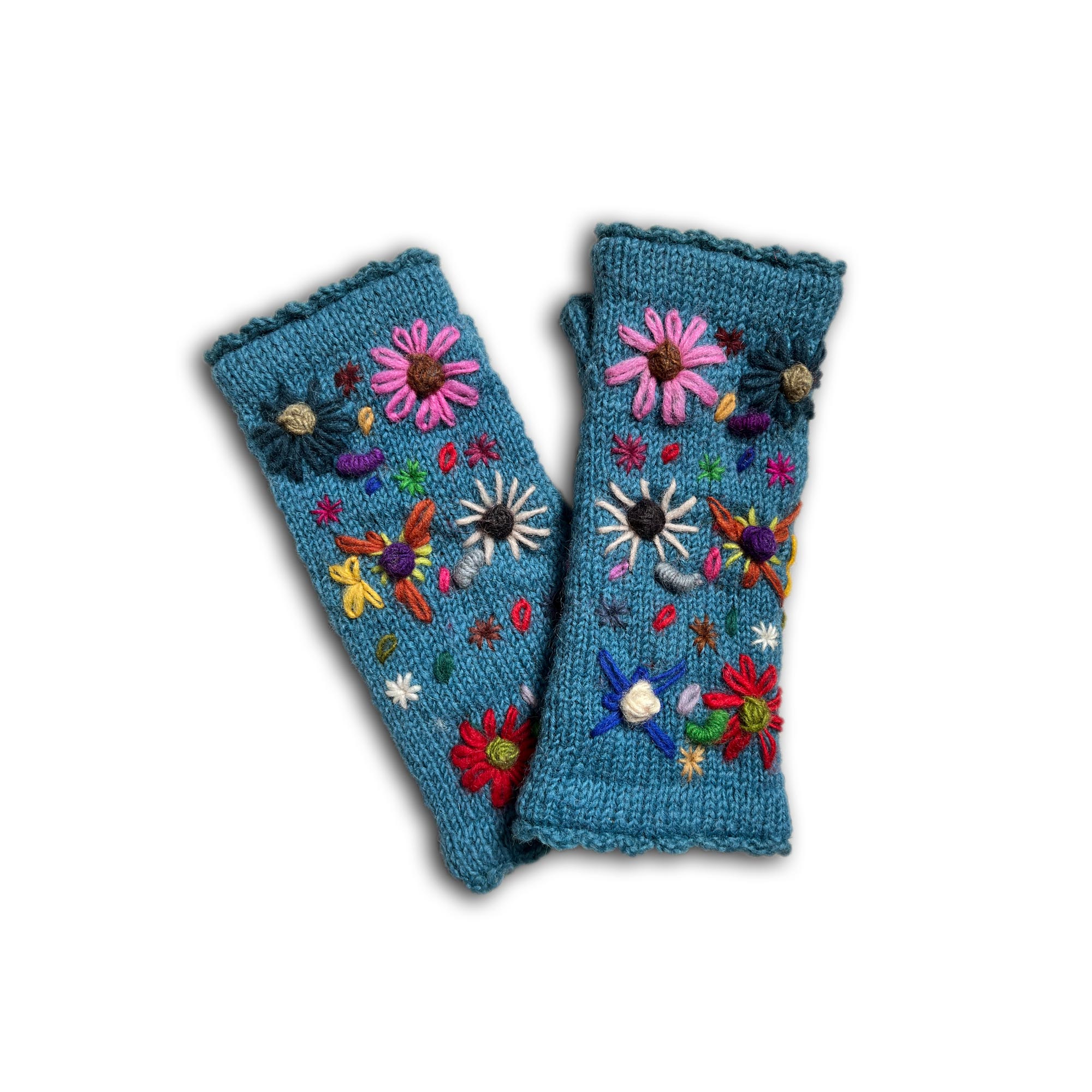 Pulswärmer 'Blumen' blau, multicolor günstig bestellen