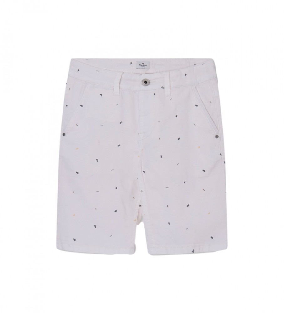 Shorts brancos com estampa Blueburn da Pepe Jeans