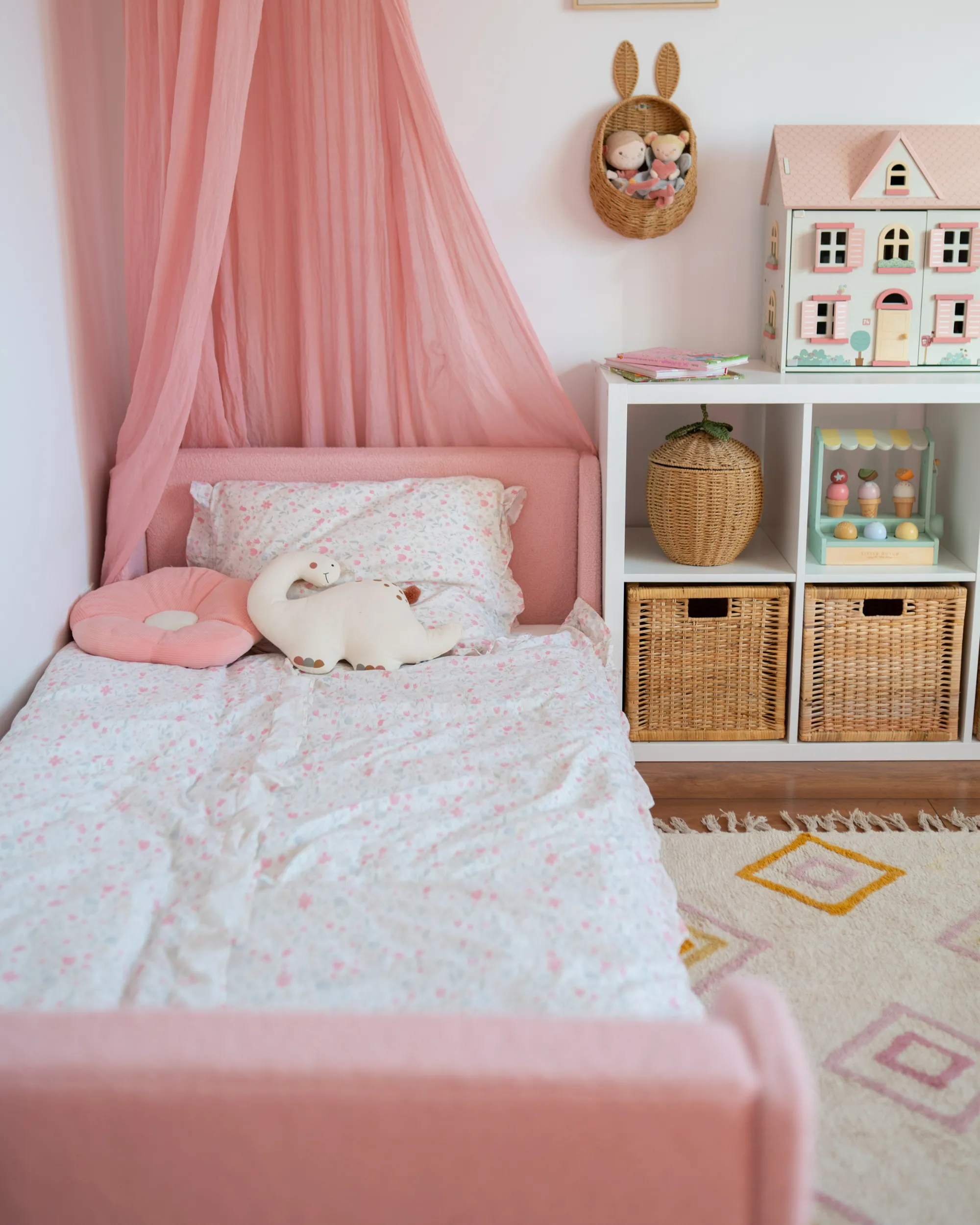 Kinderbed Bouclé LAYE 90 x 200 cm Roze