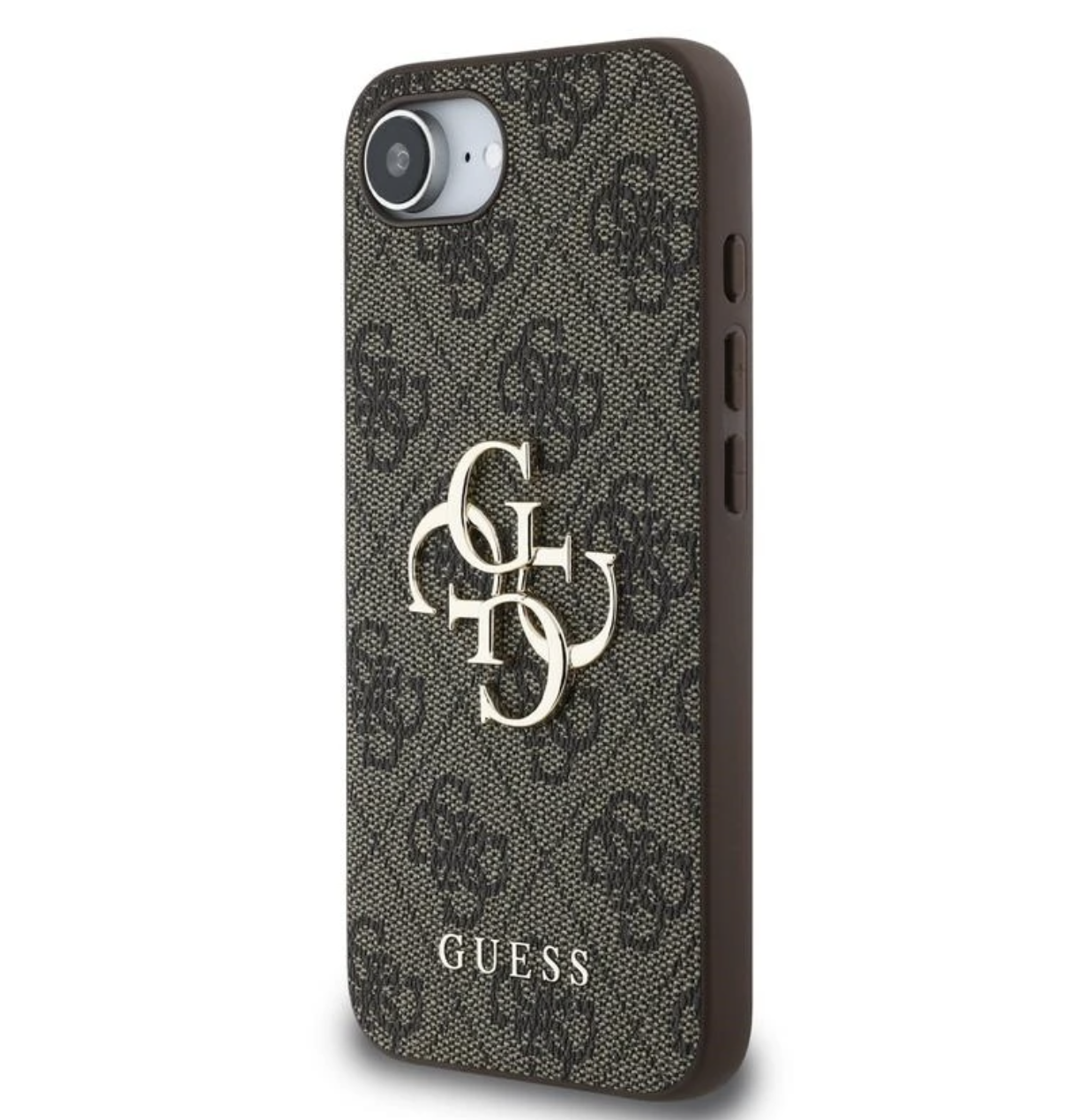 iPhone 16e Leder Hardcase Hülle 4G Big Metal Logo (GUHCPSE44GMGBR) - Braun