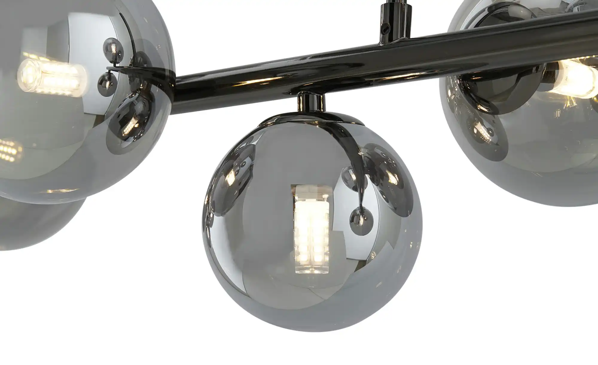 Meisterleuchten Pendelleuchte, 9-flammig, schwarzchrom, Rauchglas