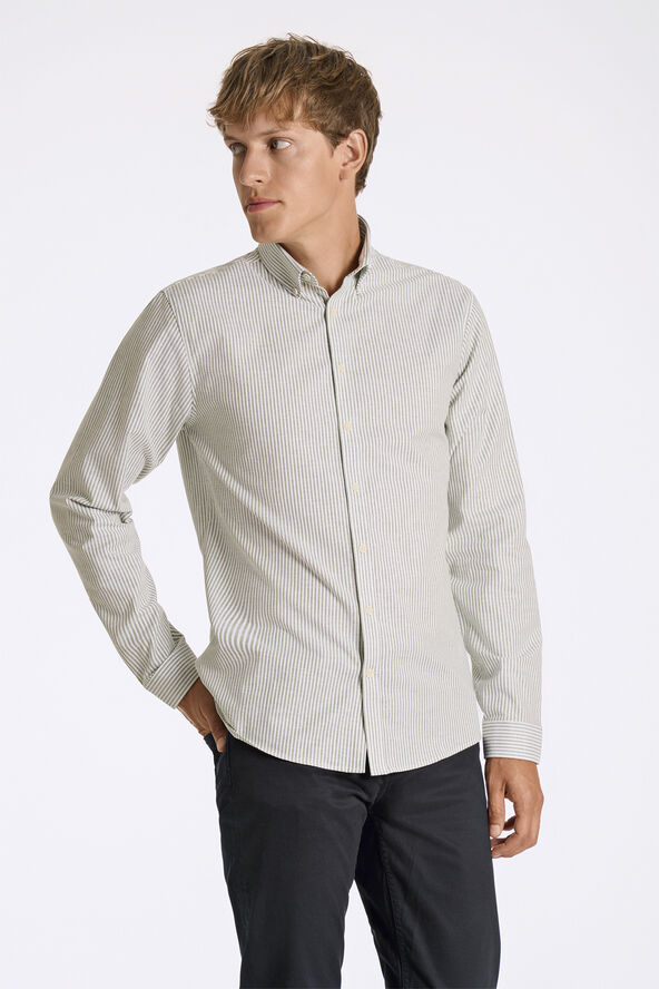 Lindbergh Striped superflex oxford L/S Lt army