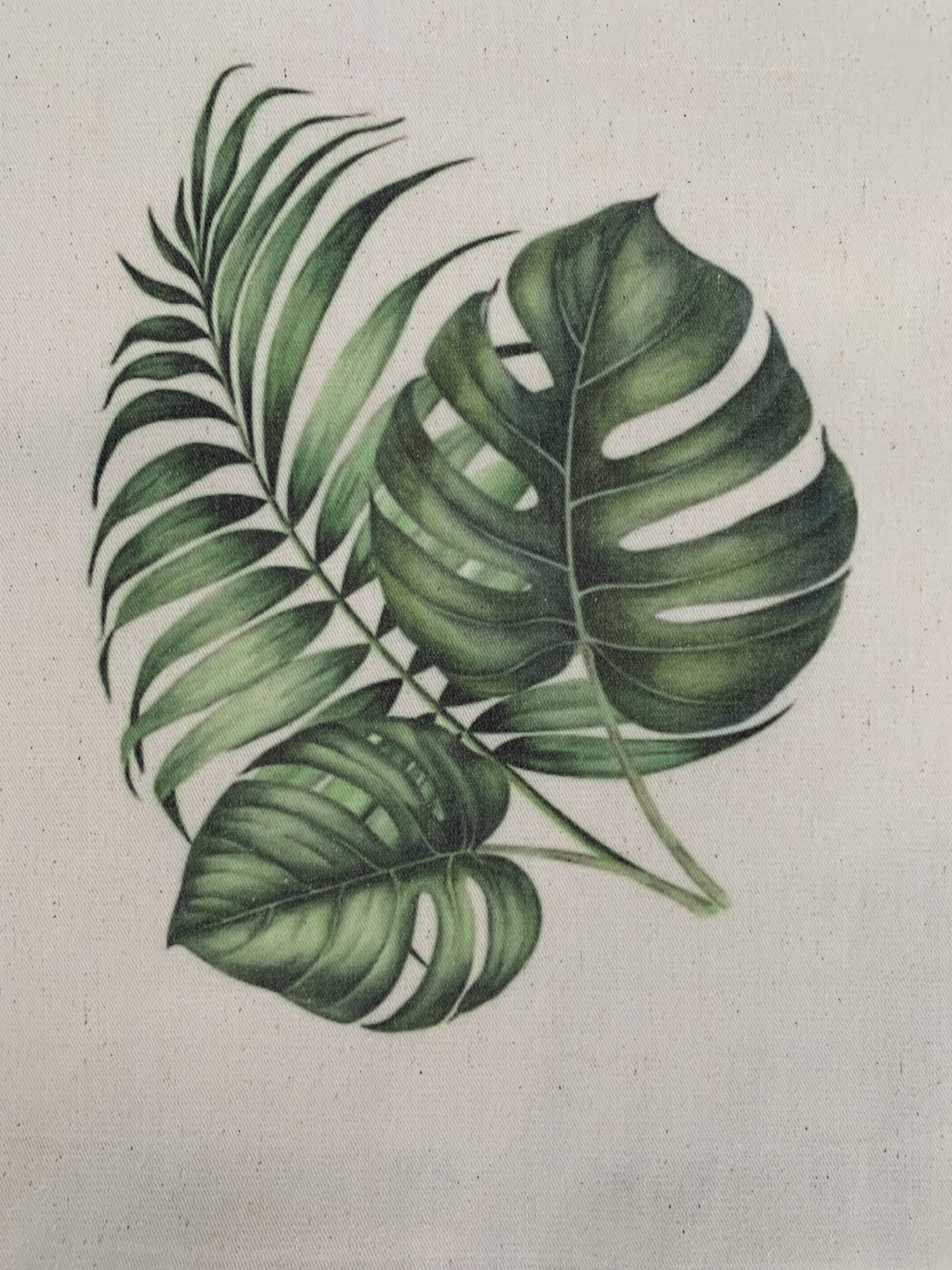 Stoffbeutel 'Monstera', weiß, B 40 cm, H 40 cm, T 9 cm günstig bestellen