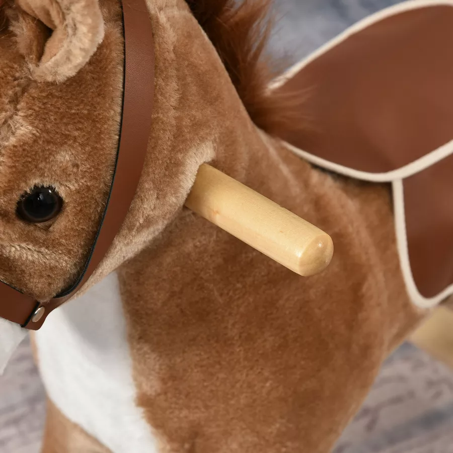 HOMCOM Kinder Schaukelpferd mit Tiergeräusche braun