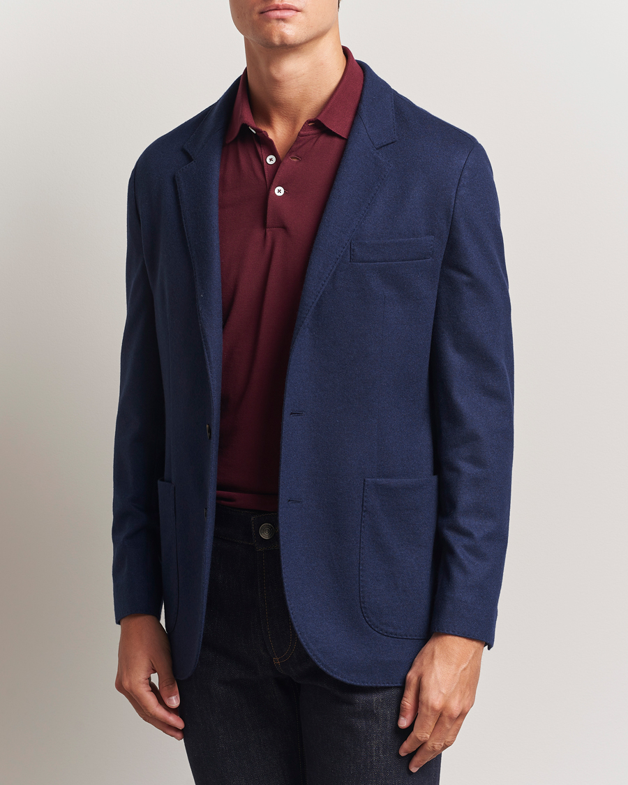 Brunello Cucinelli Cashmere Jersey Blazer Navy