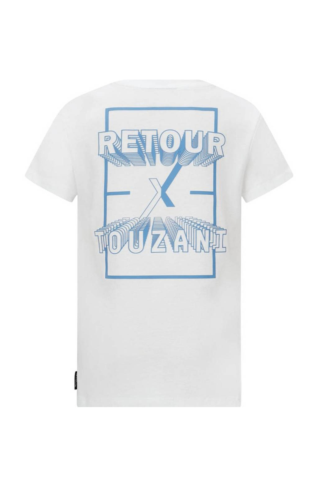 Retour Jeans T-shirt Swing met backprint wit/blauw