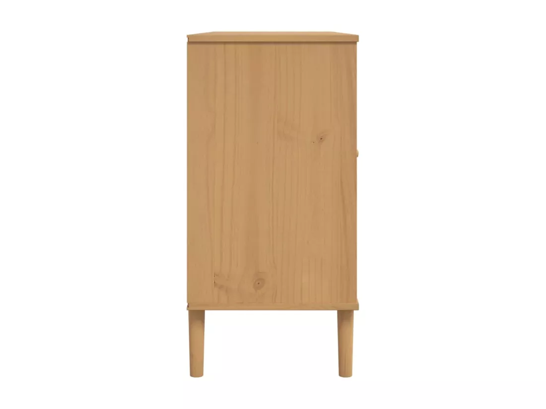 Buffet SENJA aspect rotin marron 112x40x80cm bois massif de pin