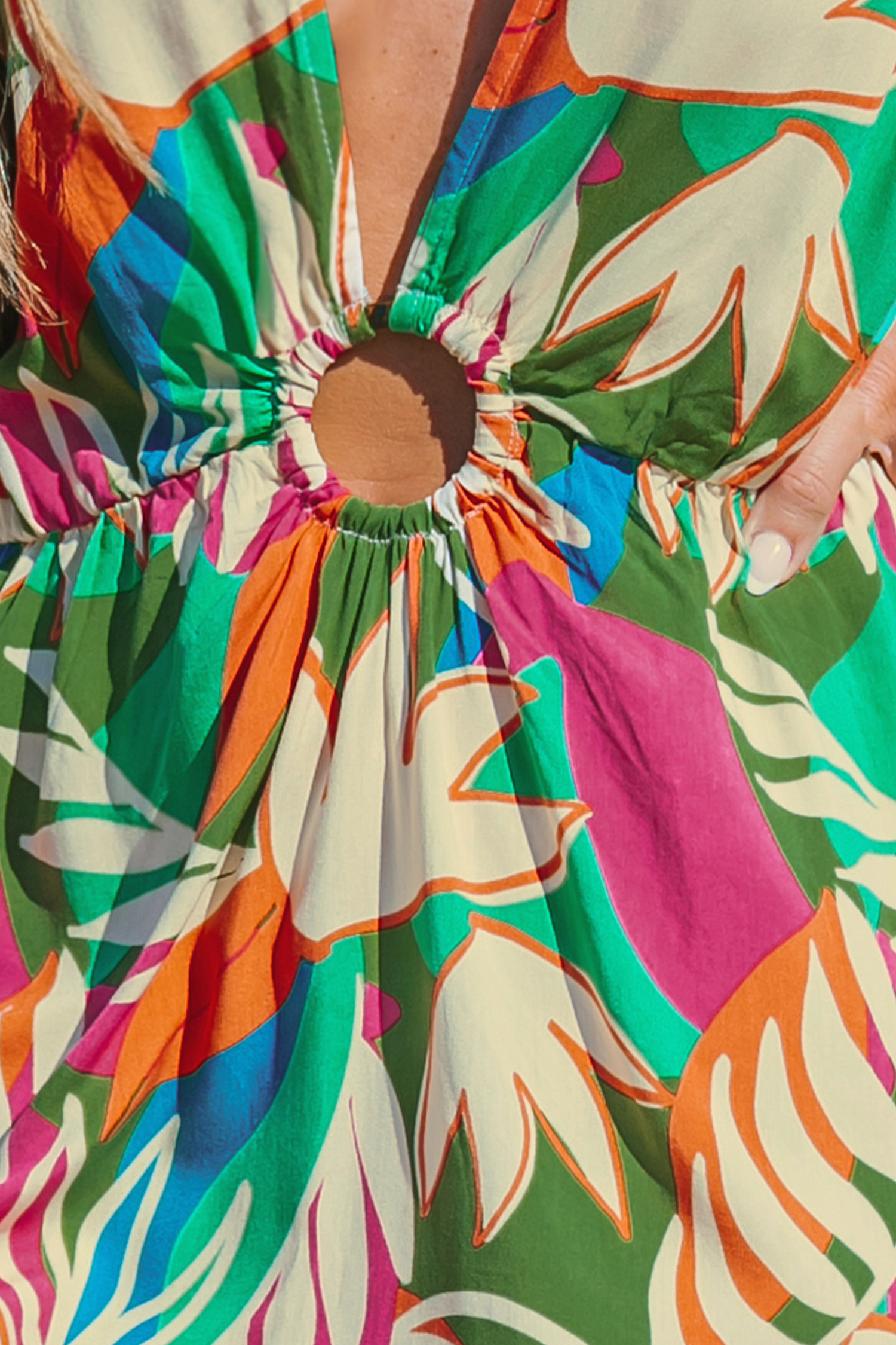 Robe cover up à col plongeant avec joint torique