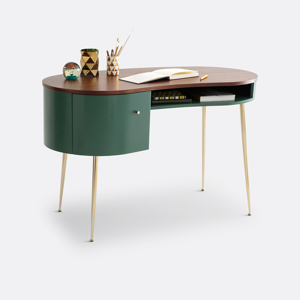LA REDOUTE INTERIEURS<br>mesa vintage folheada a nogueira, Topim