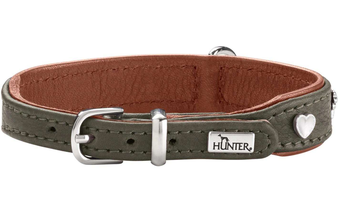 Halsband München Mini 27/XXS-XS, Rindsleder, Grün/CognacKlassisches Halsband für kleine Hunde und Welpen, mit auffälligen Besätzen im Trachten-Look