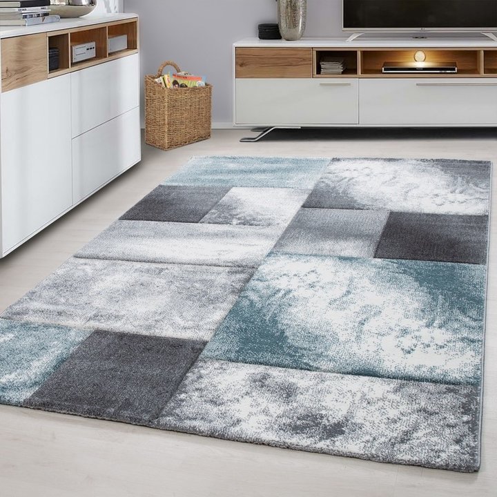 Modern vloerkleed - Tetris Blauw 1710 | Sfeervol interieur