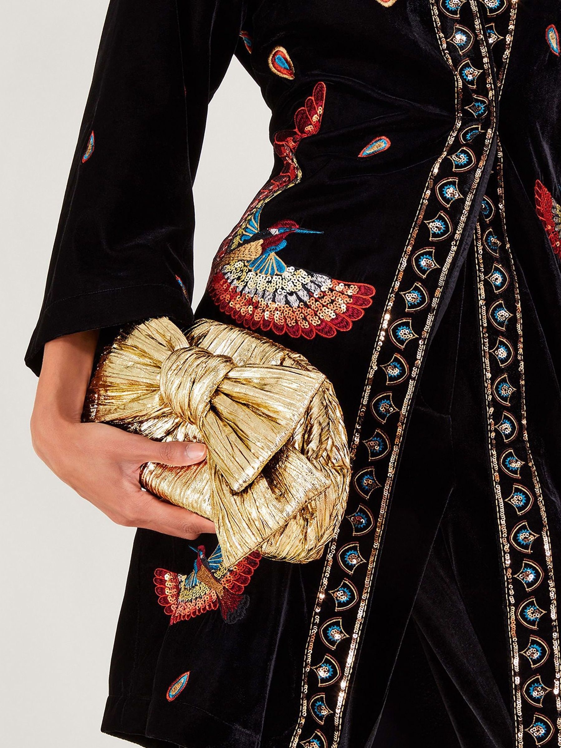 Monsoon Tone Oversized Bow Metallic Bag