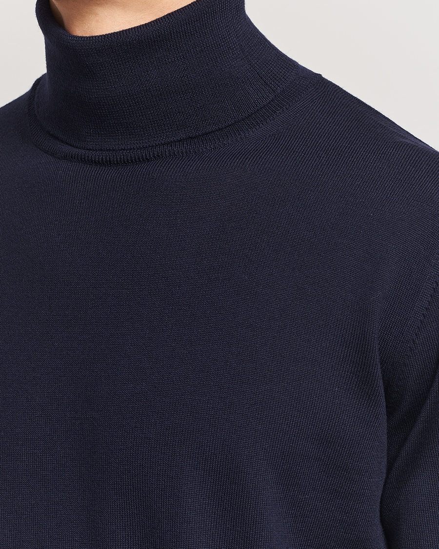 Morgano Extra Fine Merino Wool Rollneck Navy