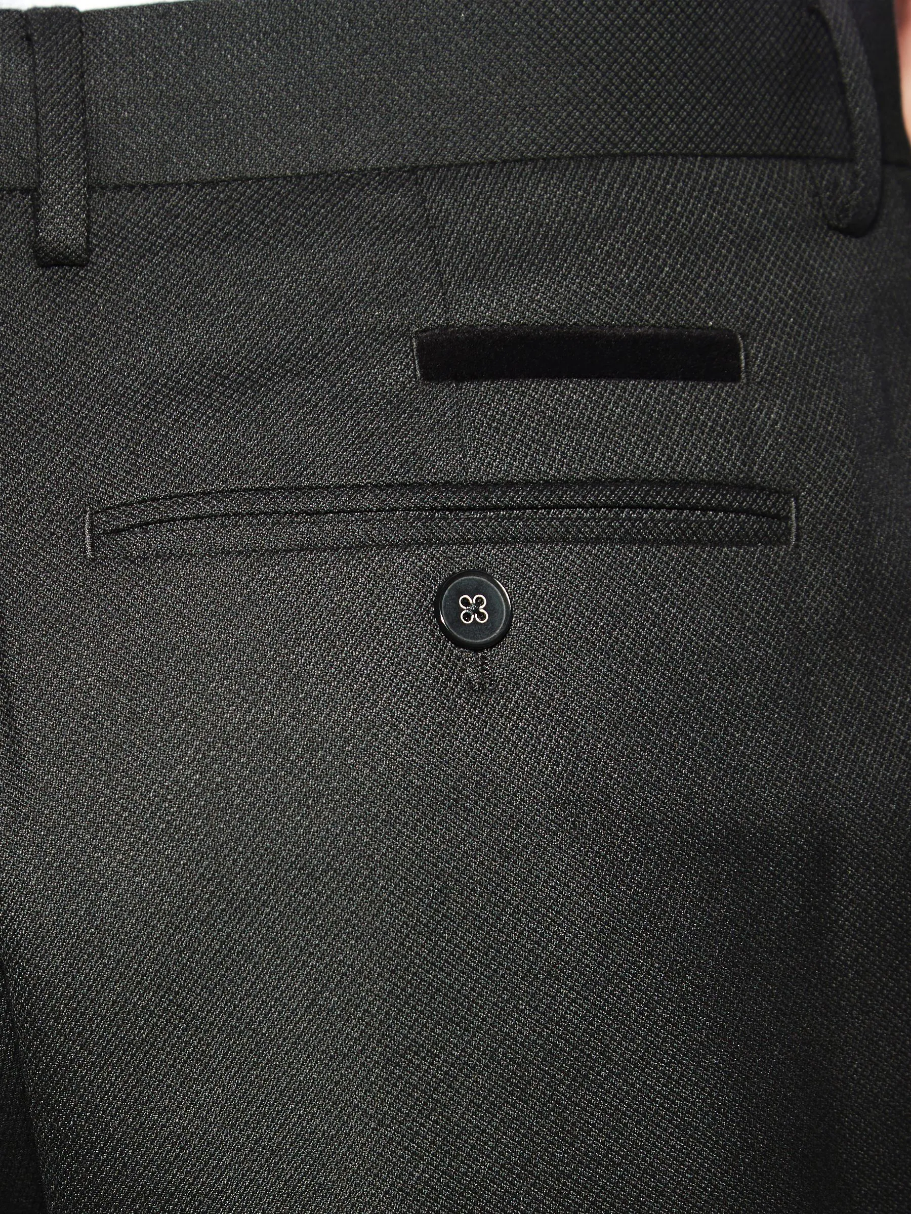 Zwart - Trimmed Textured Self Lapel Tuxedo Suit Trousers