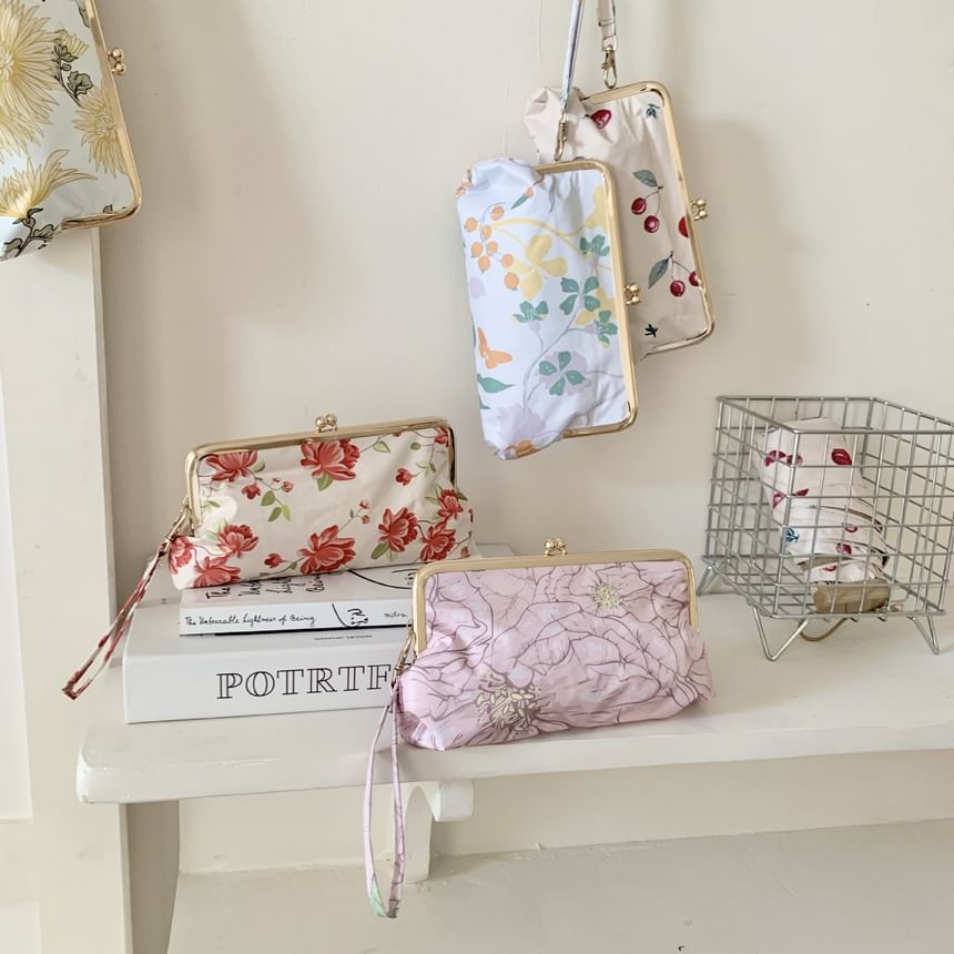 Fenmo - Compacte paraplu met bloemenprint en clipframe-tas (verschillende ontwerpen)